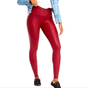 SPANX Faux Leather Leggings Crimson Red NWOT size medium